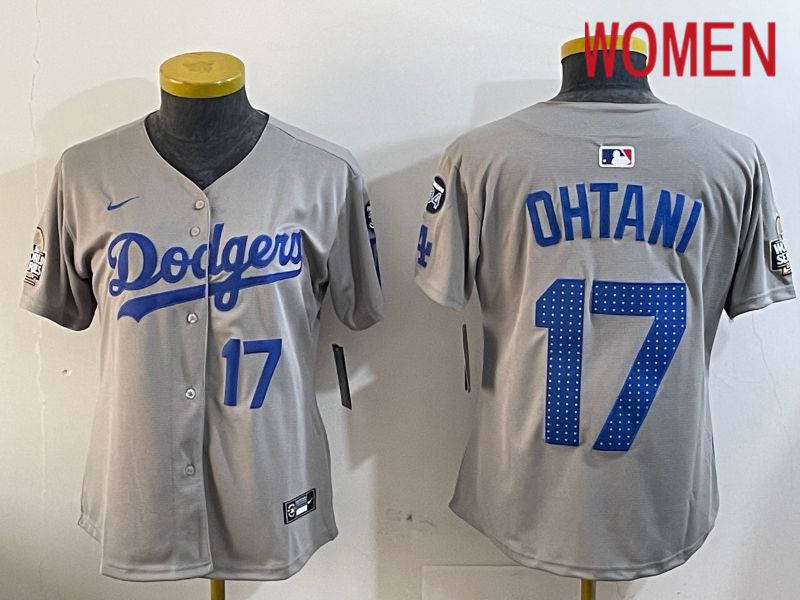 Women Los Angeles Dodgers #17 Ohtani Grey Game 2024 Nike MLB Jersey style 12053